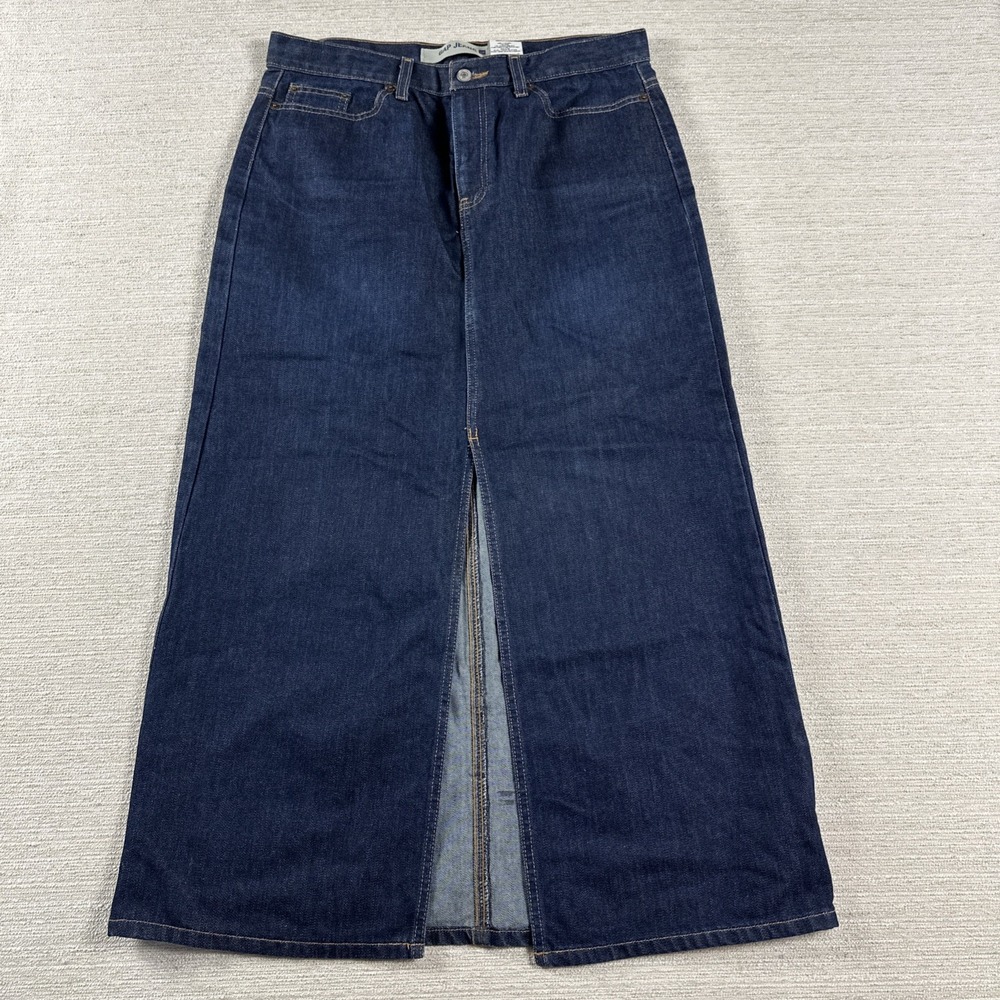 Gap Denim Maxi Skirt Long Front Slit Y2K Western Boho 100% Cotton Size 14 Capsul